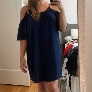 French connection cold shoulder navy dress